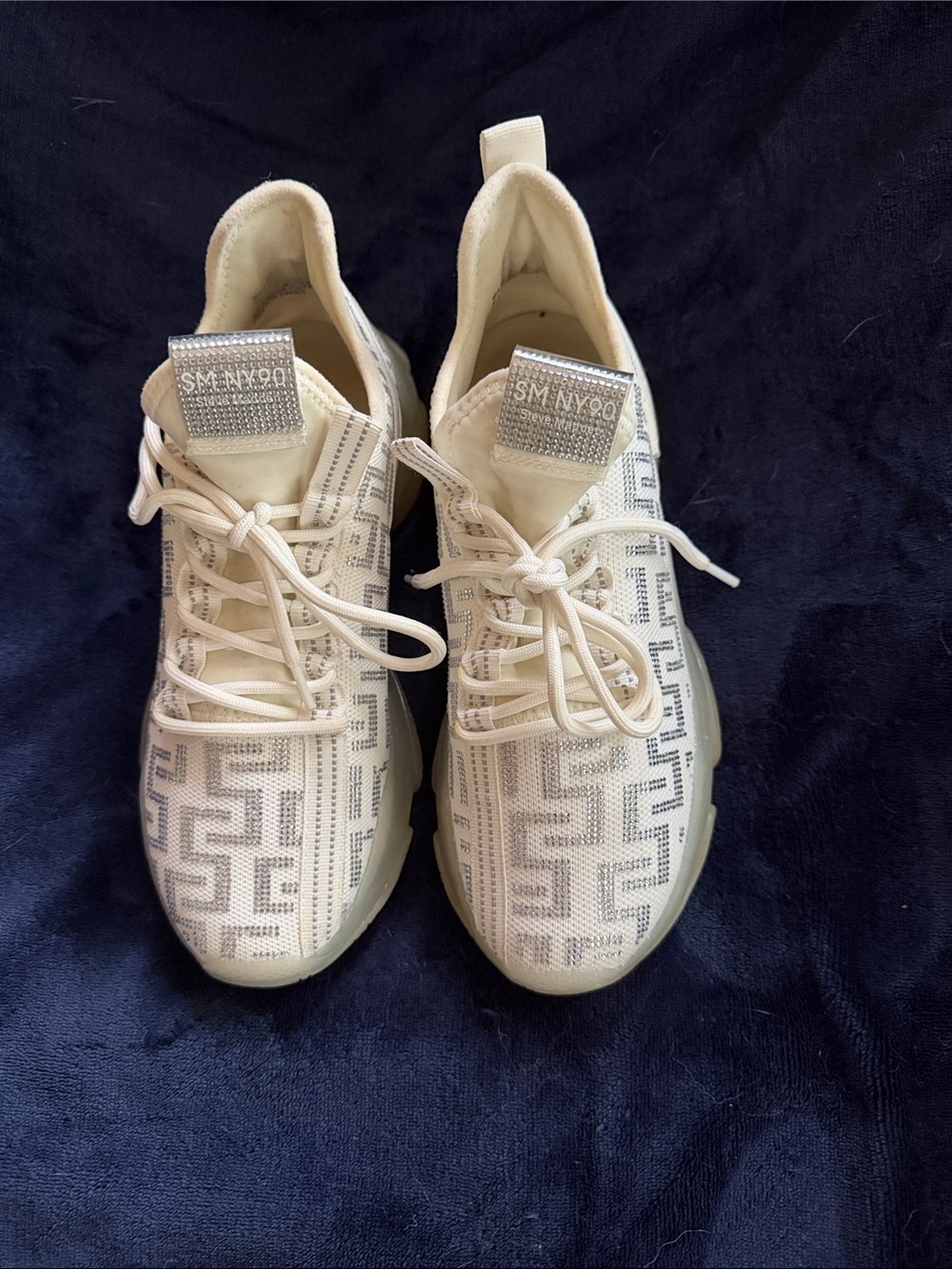 Steve Madden Cream Patterned Knit Sneakers with SM NY99 Tag